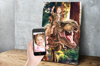 Personalised Dinosaur Print | Custom Canvas or Poster | Kids T-Rex Jurassic Gift | Perfect For Jurassic Park or Jurassic World Fans