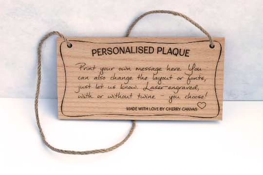 Personalised Wooden Plaque/Sign - With Jute Twine - Customised Laser Engraved With Your Text - Gift Ideas