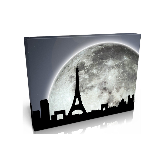 Eye Catching Large Moon Scene Paris Various Sizes Including Panoramic. Luxury Canvas with Handcrafted Pine Frame