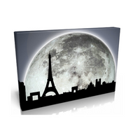 Eye Catching Large Moon Scene Paris Various Sizes Including Panoramic. Luxury Canvas with Handcrafted Pine Frame