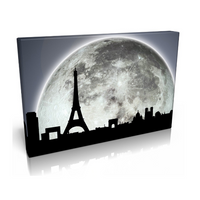 Eye Catching Large Moon Scene Paris Various Sizes Including Panoramic. Luxury Canvas with Handcrafted Pine Frame