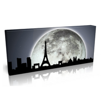 Eye Catching Large Moon Scene Paris Various Sizes Including Panoramic. Luxury Canvas with Handcrafted Pine Frame