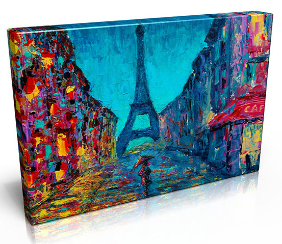 Oil Painting Of Paris Eiffel Tower Canvas Print. Vibrant Canvas Print Premium Quality Handmade Pine Frame.