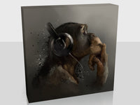 Chimpanzee With Headphones In 5 sizes Canvas Print