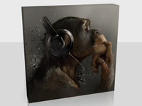 Chimpanzee With Headphones In 5 sizes Canvas Print