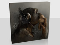 Chimpanzee With Headphones In 5 sizes Canvas Print