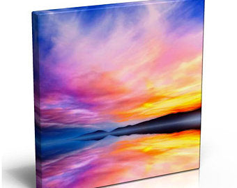 Illustration Sunset Canvas Print. Luxury Photo Canvas with Handcrafted Pine Frame