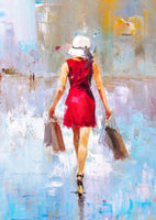 Lady shopping oil painting print