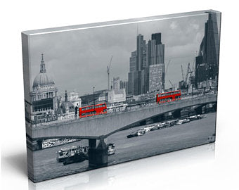 London Red Bus City Scene Canvas Print. Luxury Photo Canvas with Handcrafted Pine Frame