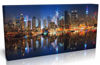 Manhattan at Night, NEW YORK USA - Luxury CANVAS Print - 40"x20" (101x51 cm)