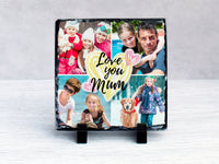 Collage Personalizado En Pizarra Con Fotos Impresas, Azulejos De Roca Esparcidos, Incluye Base
