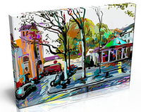 Paris Contemporary City Scene Canvas Print. Vibrant Canvas Print Premium Quality Handmade Pine Frame.