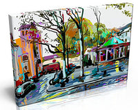 Paris Contemporary City Scene Canvas Print. Vibrant Canvas Print Premium Quality Handmade Pine Frame.