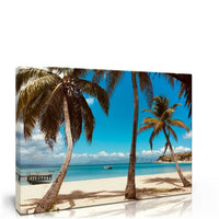 Stunning Palm Beach Canvas Print 16x12". Luxury Canvas with Handcrafted Pine Frame