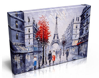 Stunning Paris City Scene Canvas Print. Vibrant Canvas Print Premium Quality Handmade Pine Frame.