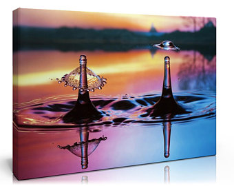 Drops In The Water Canvas Print. Luxury Photo Canvas with Handcrafted Pine Frame