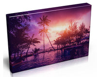 Amazing Purple Tropical Sunset Canvas Print. Luxury Photo Canvas with Handcrafted Pine Frame