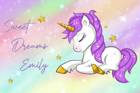 Personalised Sweet Dreams Unicorn Poster Kids Baby Girl Sleep
