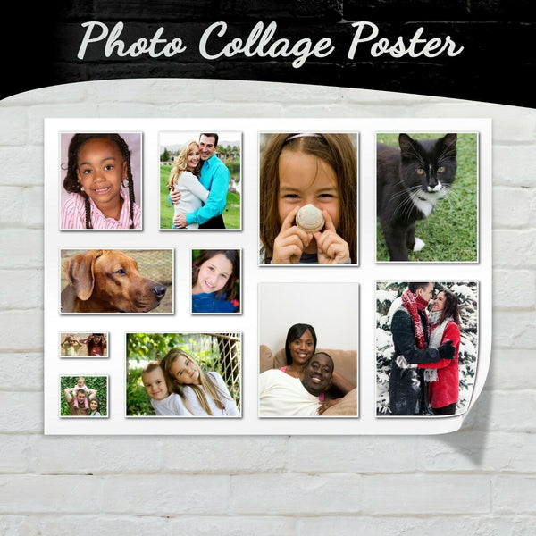 Custom Photo Collage Poster Personalised Picture Print A1 A2 A3 A4 Grid Style, Can Be Framed