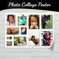 Custom Photo Collage Poster Personalised Picture Print A1 A2 A3 A4 Grid Style, Can Be Framed