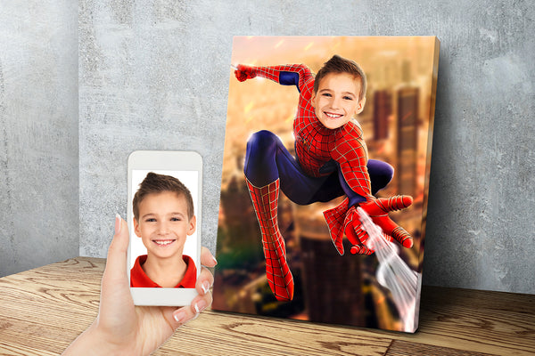 Spider-Man Personalised Superhero Print - Custom Canvas Prints or Poster Print - Kids or Adults (Spiderman)
