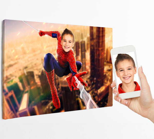 Spider-Man Personalised Superhero Print (Landscape) - Custom Canvas Prints or Poster Print - Kids or Adults (Spiderman)