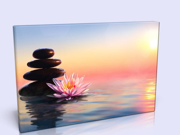 Absolutely Stunning Zen Pebbles Beach Sunset Canvas Print In 3 Sizes Luxury Handcrafted Pine Frame
