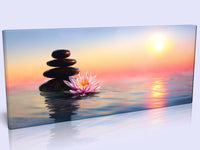 Absolutely Stunning Zen Pebbles Beach Sunset Canvas Print In 3 Sizes Luxury Handcrafted Pine Frame