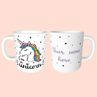 Cute Personalised Unicorn Mug Your Name 3 Sizes Available