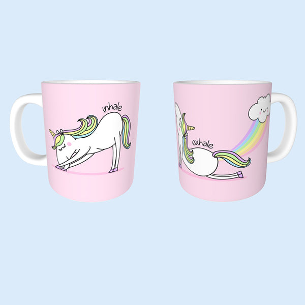 Cute Funny Yoga Unicorn mug 11oz standard Option to personalise.